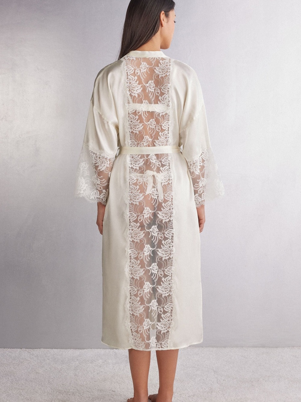 Intimissimi Silk Set 4 pcs - Robe, tank top, pants and panties Lace Trim - Cream - Picture 8 of 16